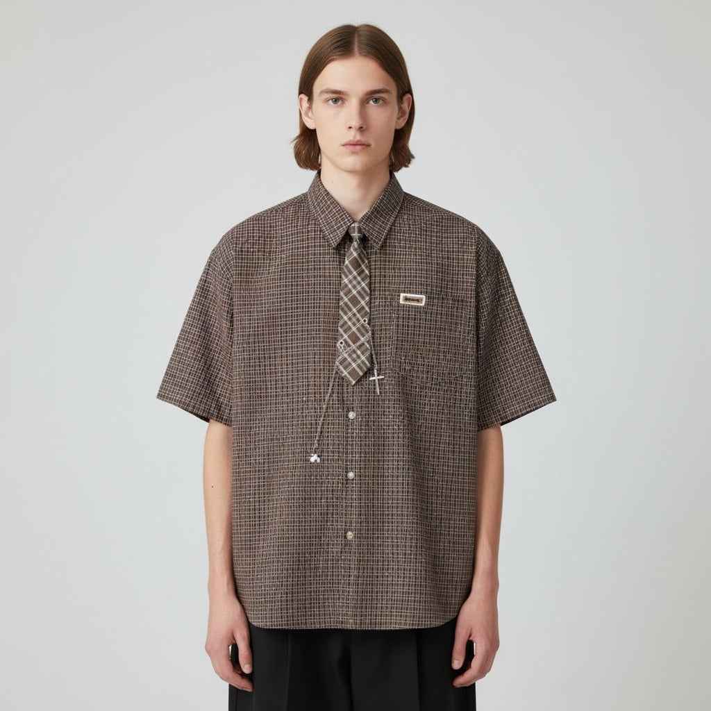 Gridline Tie Shirt