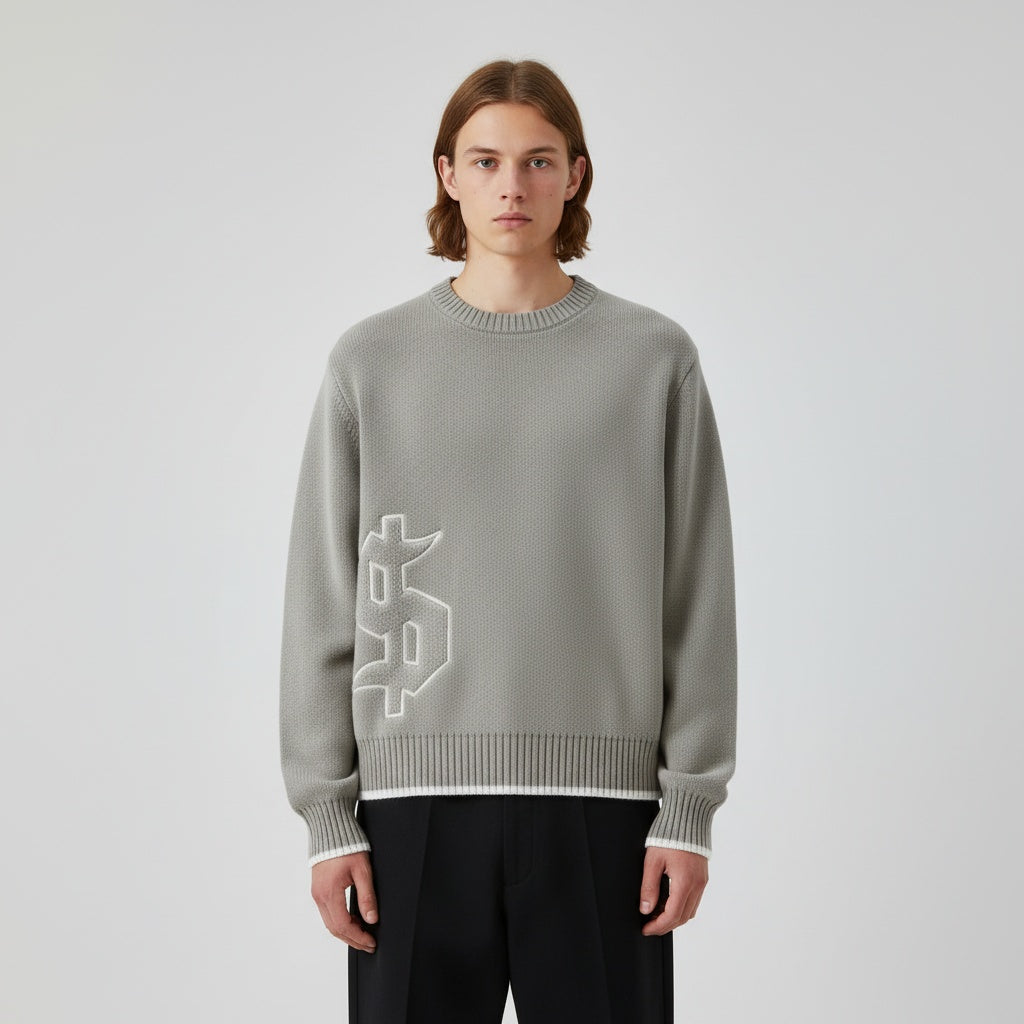 Grey Knit Sweater 002wardrobe