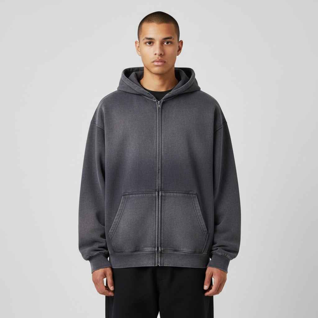 Washed Zip-up Hoodie