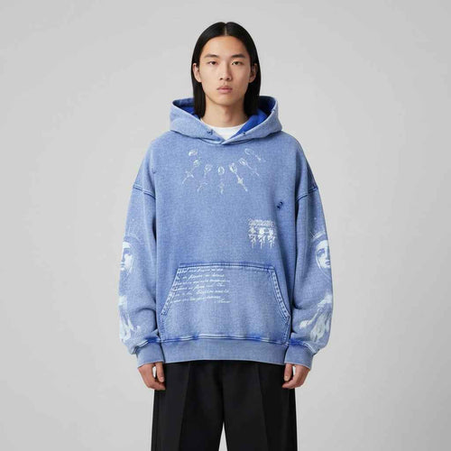 Blue Distressed Hoodie