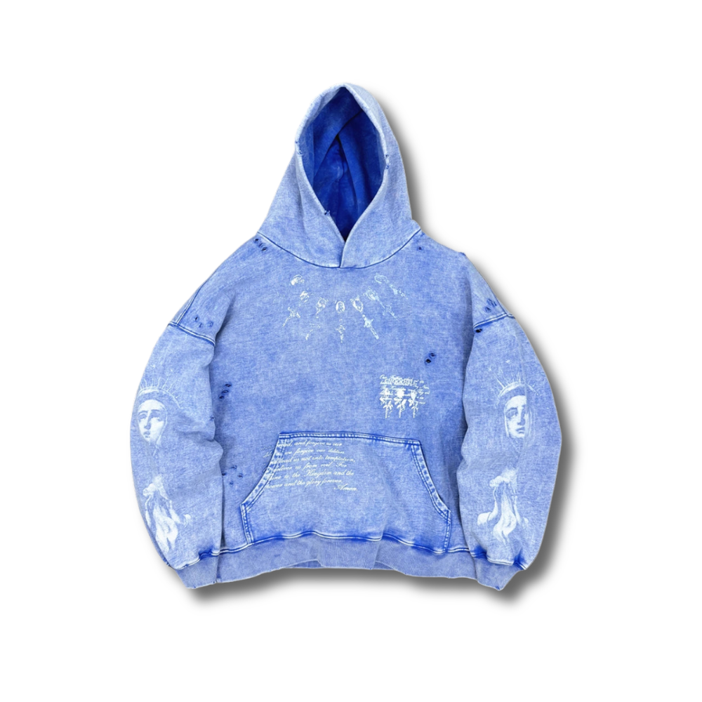 Blue Distressed Hoodie