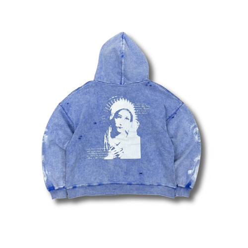 Blue Distressed Hoodie