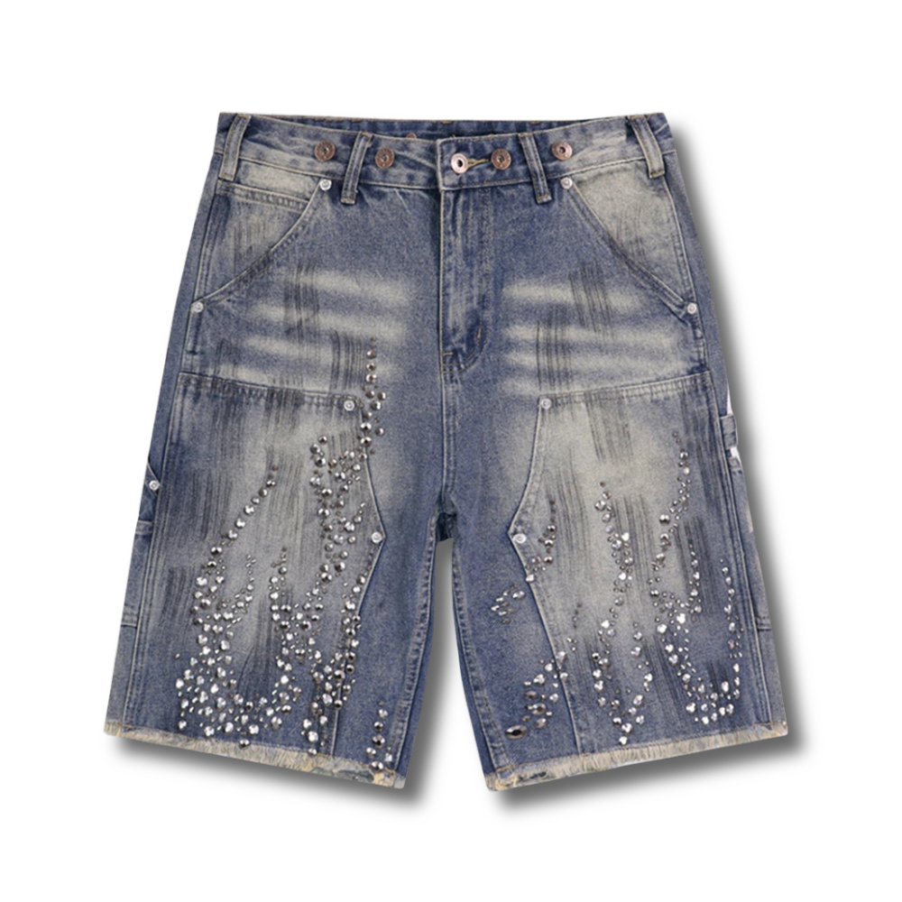 Ignition Studded Denim Shorts 002wardrobe