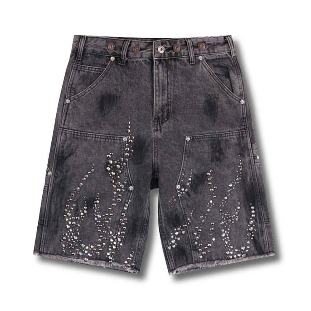 Ignition Studded Denim Shorts 002wardrobe