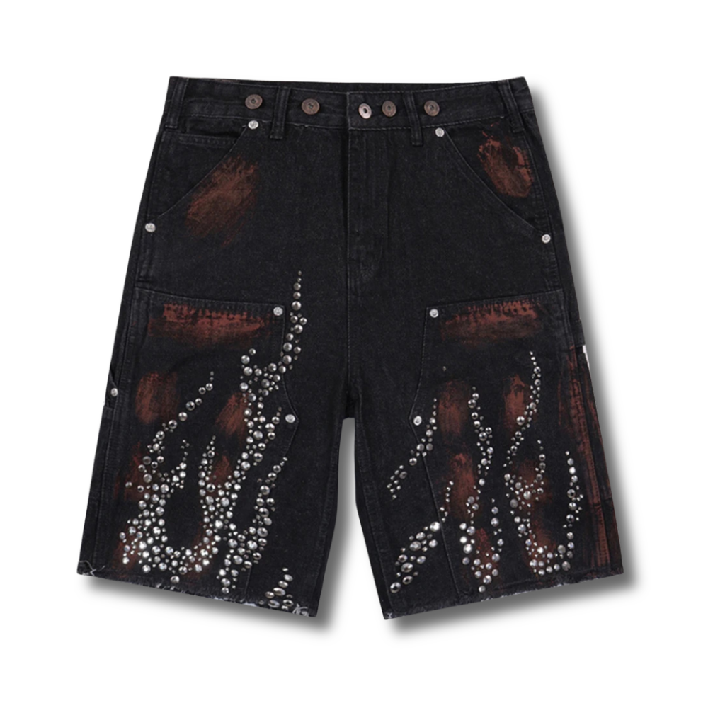 Ignition Studded Denim Shorts 002wardrobe