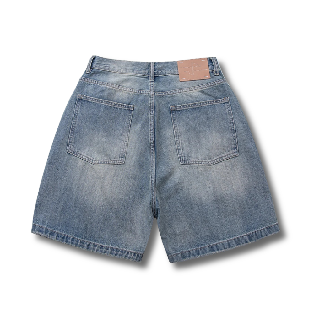 Fracture Patch Denim Shorts 002wardrobe
