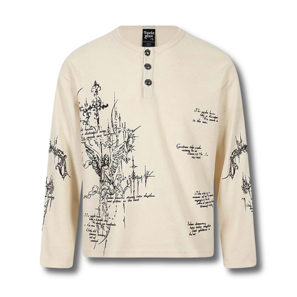Gothic Angel Henley Thermal Long-Sleeve