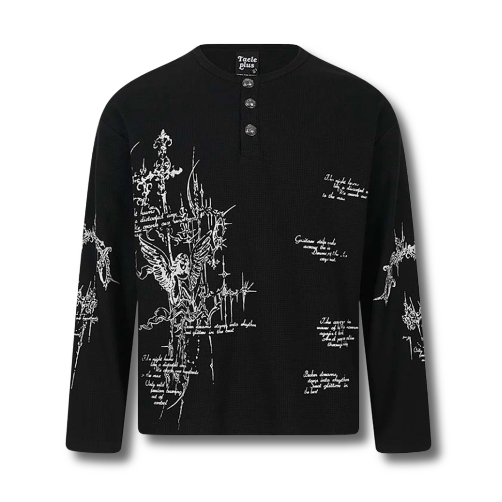 Gothic Angel Henley Thermal Long-Sleeve