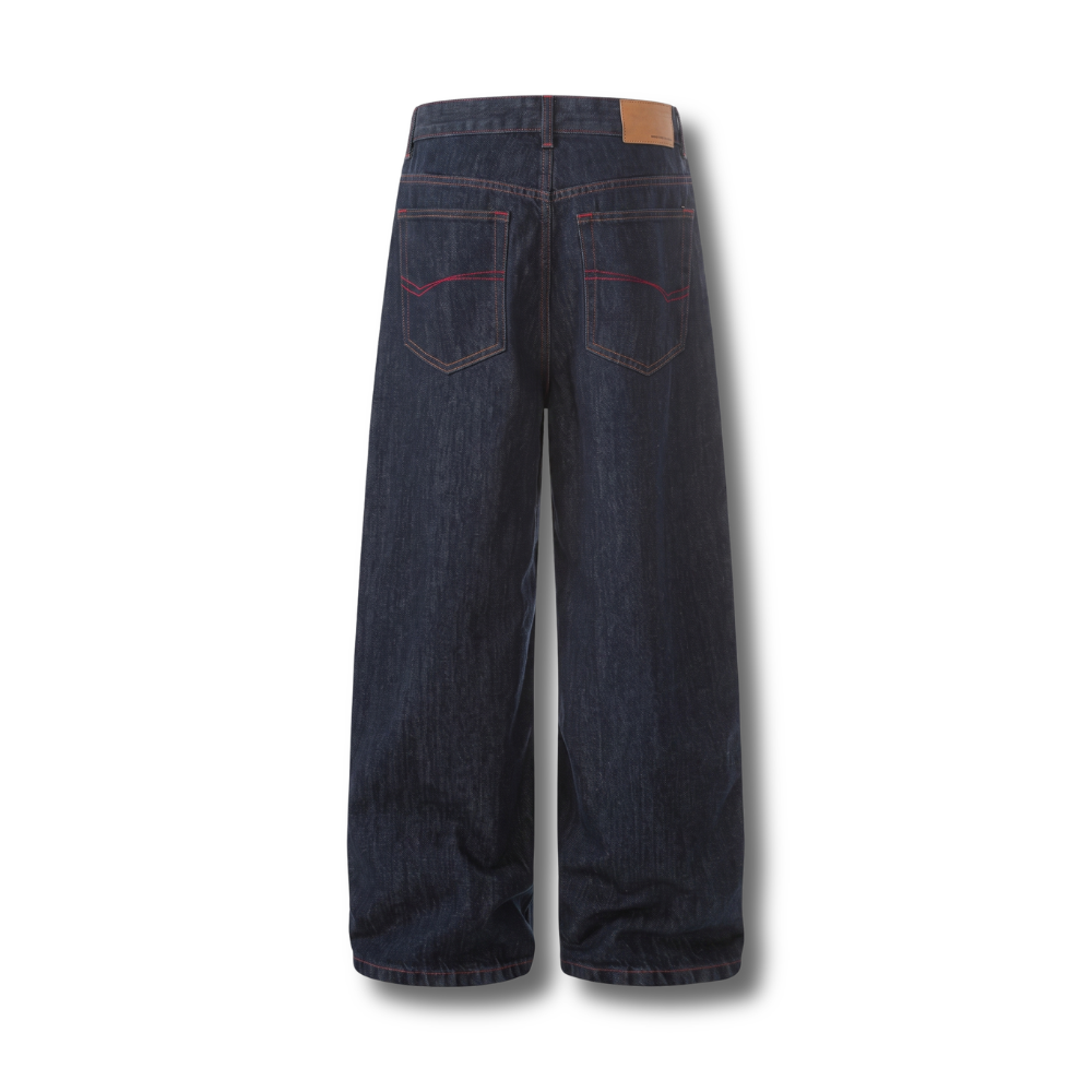 Yoke-Paneled Button-Fly Wide-Leg Denim