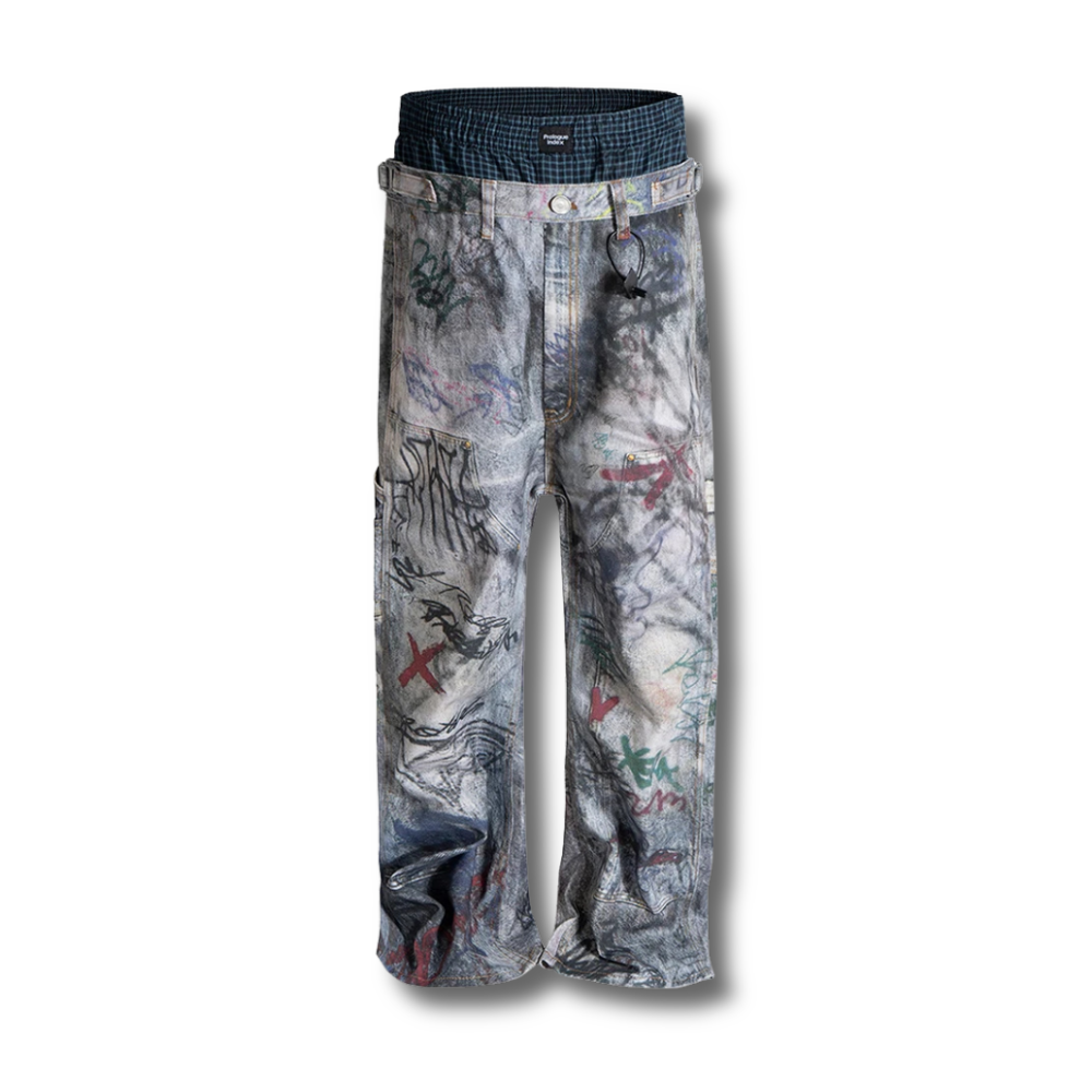 Double-Waist Graffiti Carpenter Denim