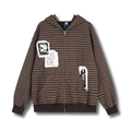 Patchwork Striped Zip-Up Hoodie