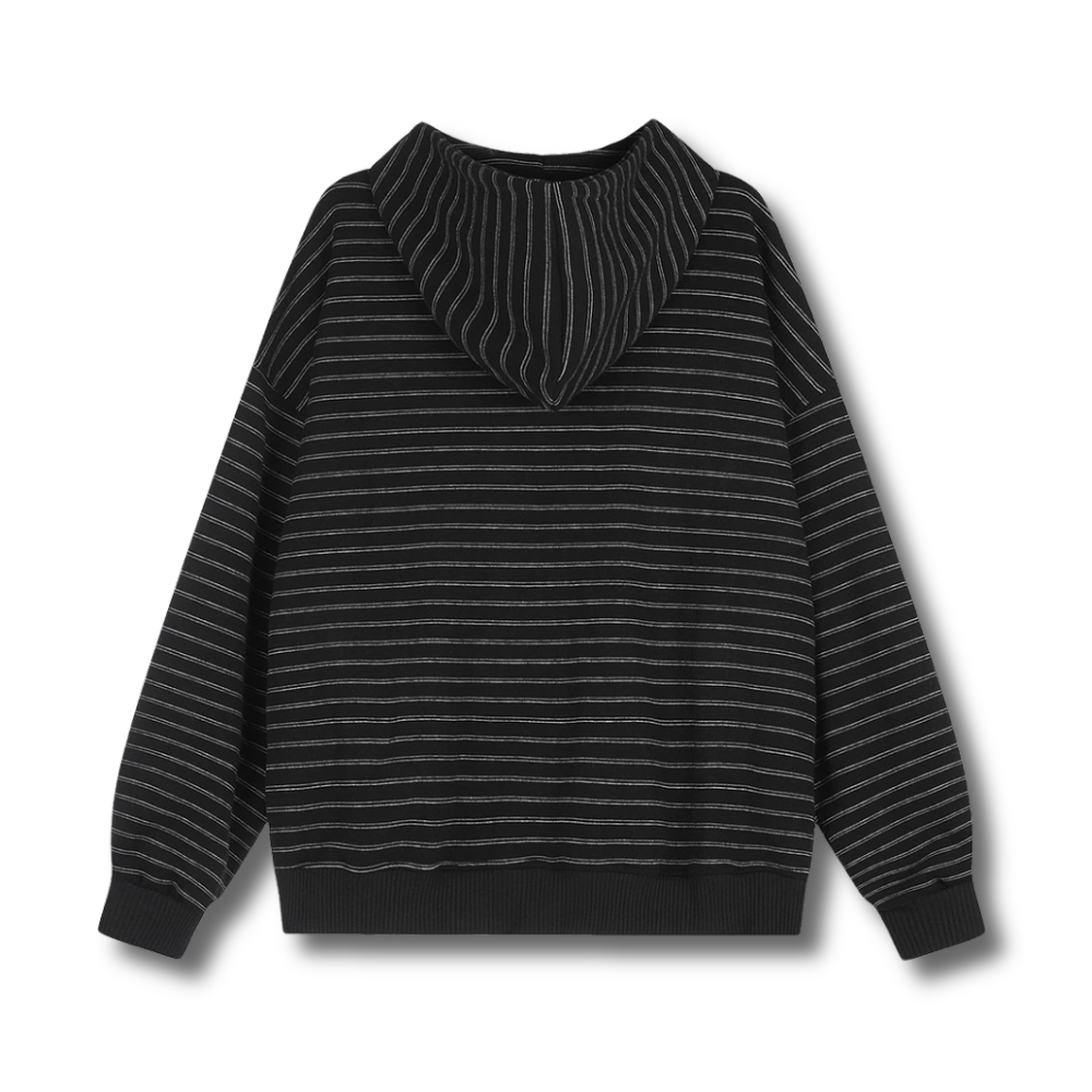 Patchwork Striped Zip-Up Hoodie