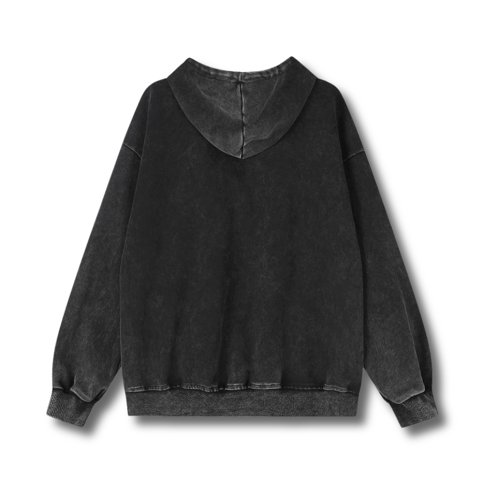 Heraldic Patch Acid-Wash Zip Hoodie