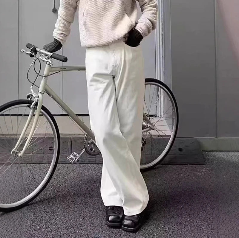 IEFB Men's Jeasn New Summer American Style Straight Leg Wide Leg Solid Color Simple Folding Male Casual Trousers 2026 9W2196 002wardrobe