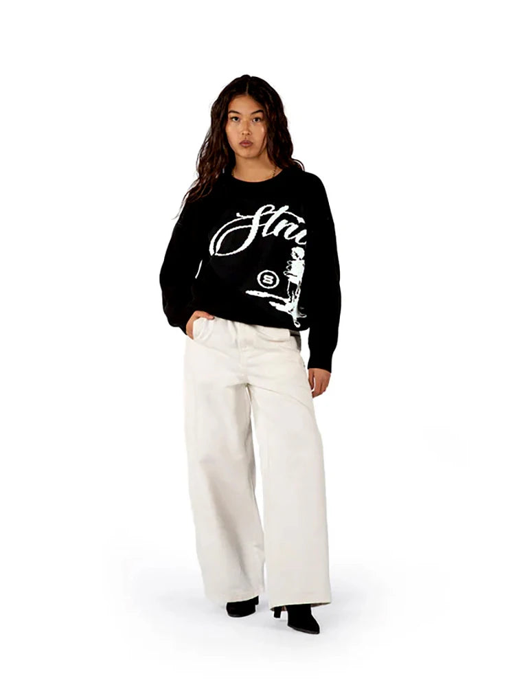 Men Sweater Echoes Knit Black Winter Oversized Vintage Long Sleeve Tops Jumper Pullover Y2k Streetwear Graphic Fashion Clothing 002wardrobe