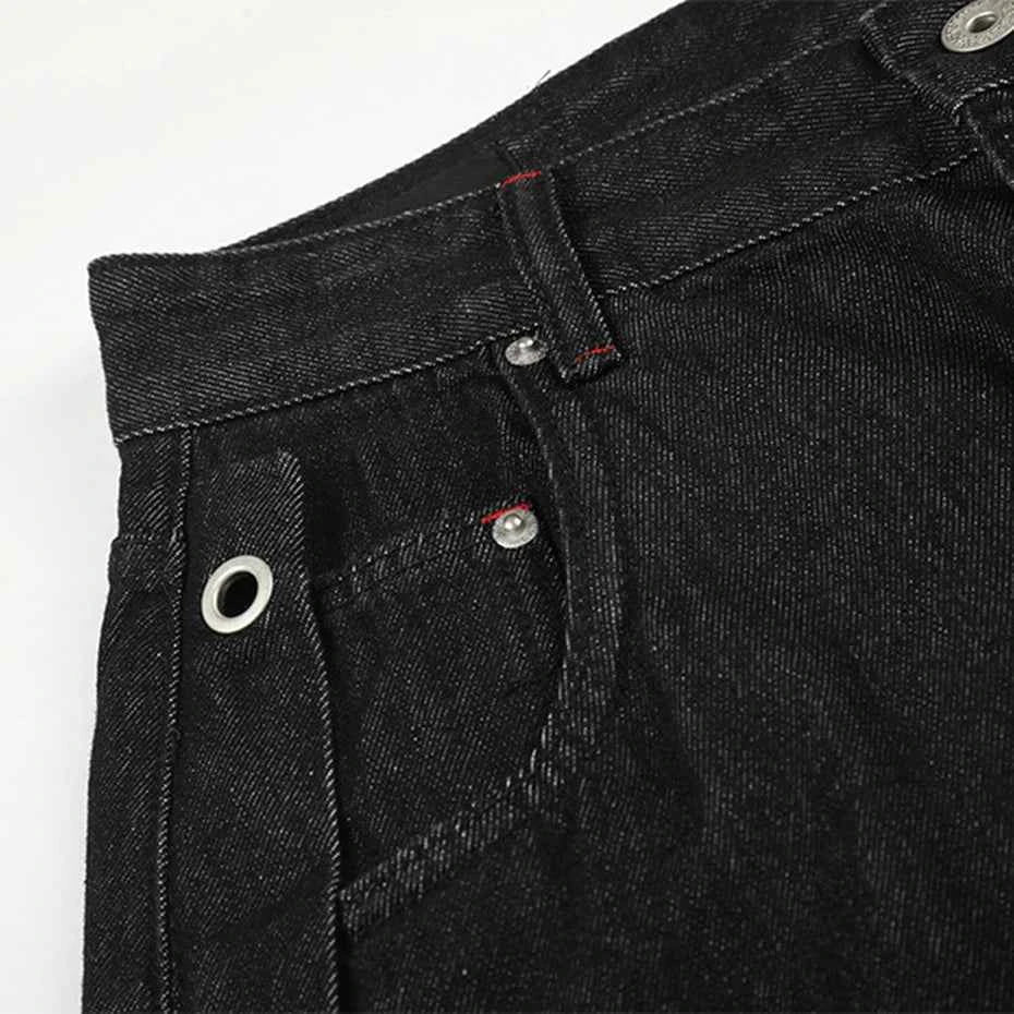Men Vintage Baggy Jeans Black Loose Wide Leg Denim Pants Unisex Streetwear Harajuku Hip Hop Jeans