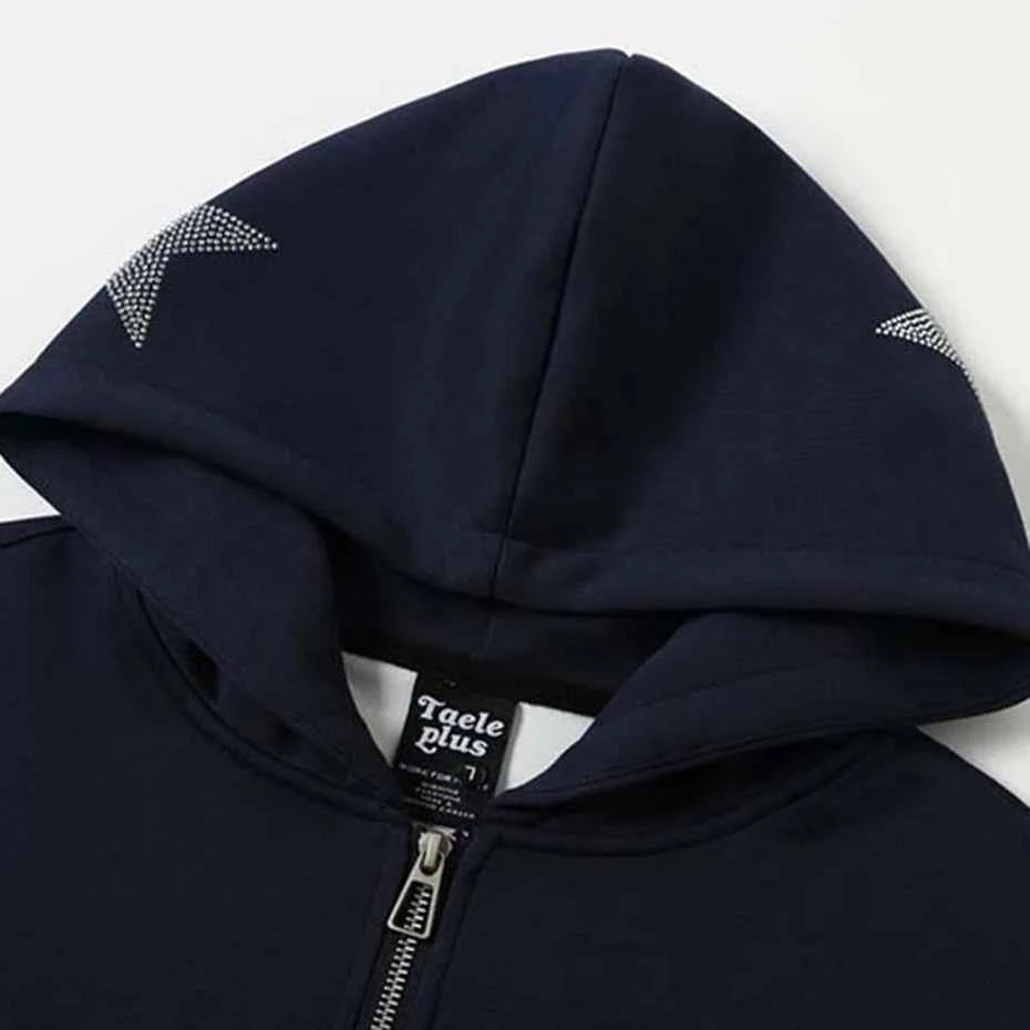 Diamond Star Hoodies Men Streetwear Harajuku Hip Hop Hoodies Jackets Casual Loose Zipper Sweatshirts