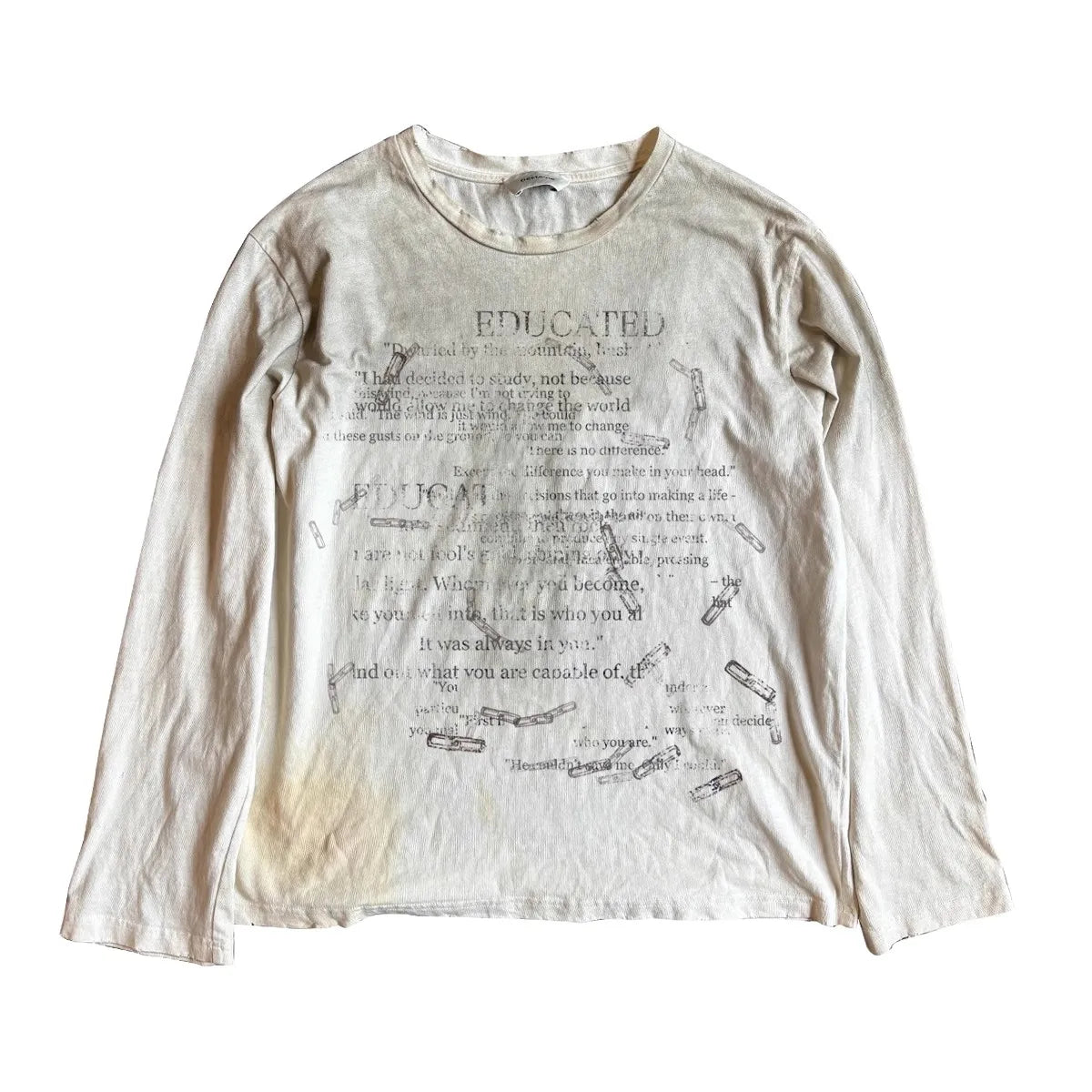 Vintage Long Sleeve T Shirts Letter Graphic Dirty Washed T-shirts Loose Casual Tee Tops Unisex Retro Tshirts Y2K 002wardrobe