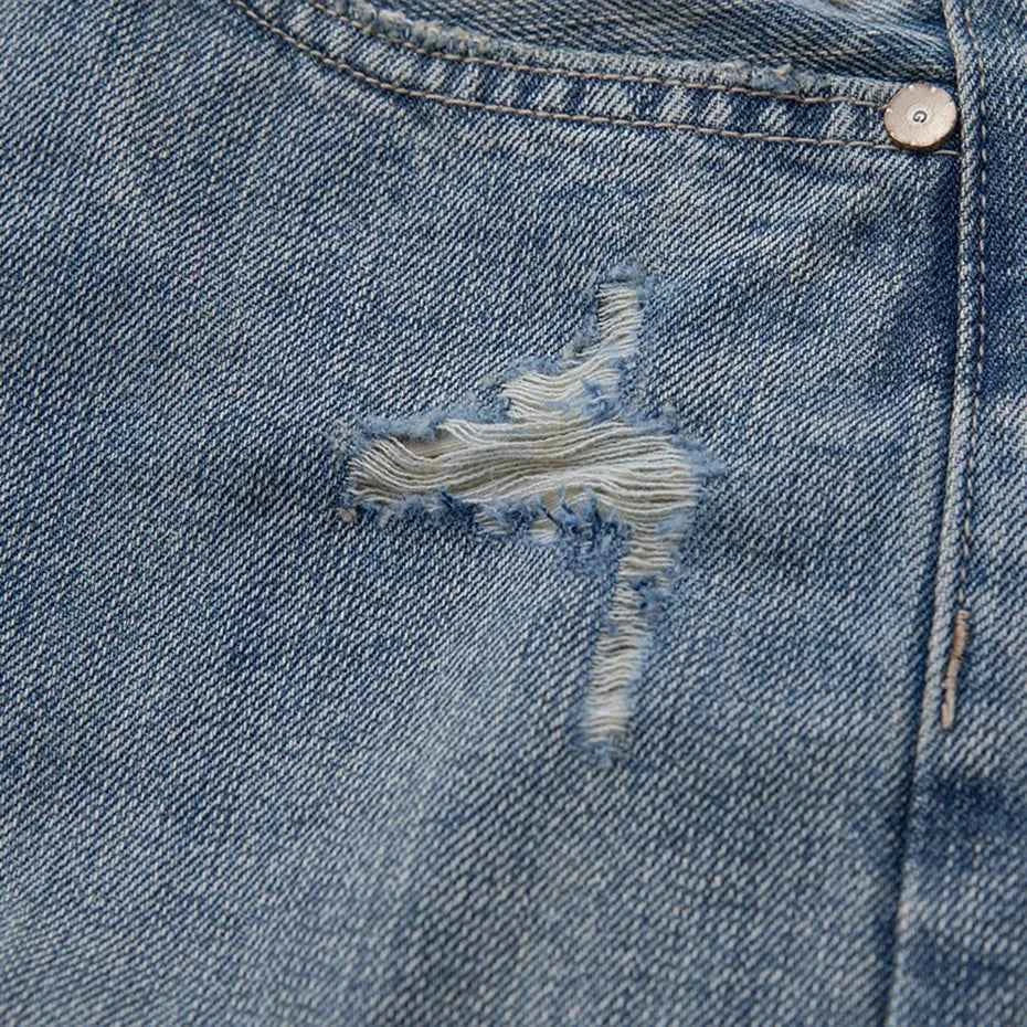 Fracture Patch Denim Shorts