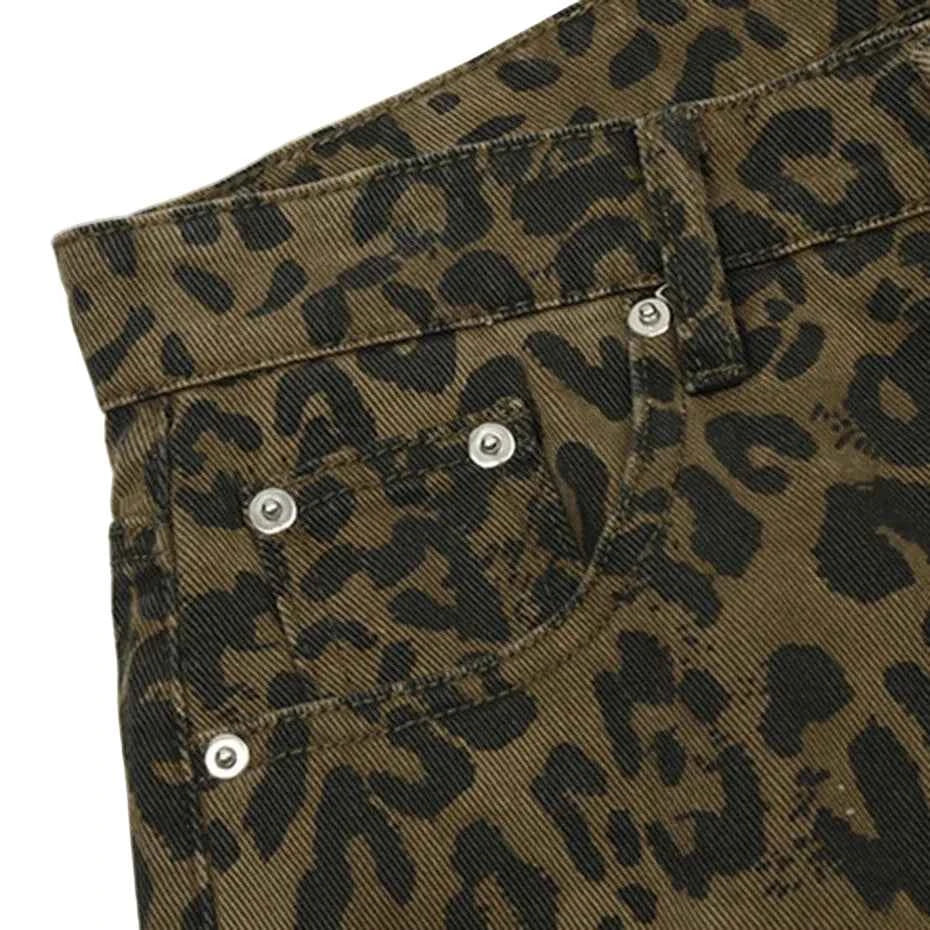 Savanna Leopard Denim Shorts