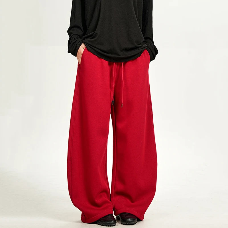 IEFB KN American Style Scimitar Sweatpants for Men and Women, Fake TwoPiece, Double Waistband, Straight Loose Casual WideLeg 002wardrobe