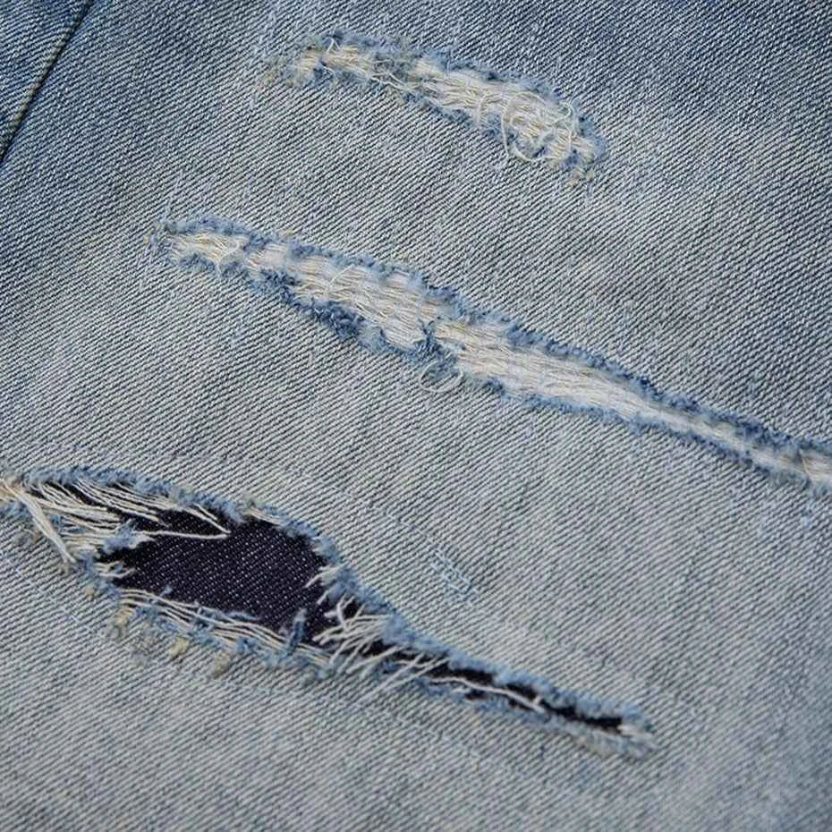 Fracture Patch Denim Shorts