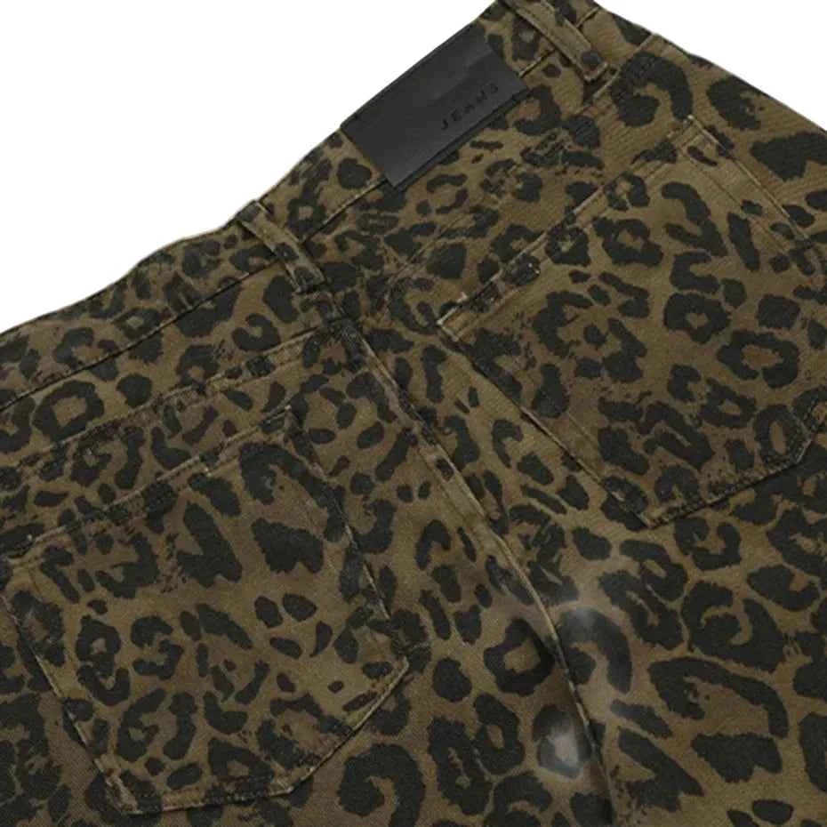 Savanna Leopard Denim Shorts