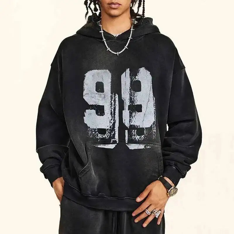 PFNW 2025 Spring High Street Vintage Washed Digital Padded Hooded Sweatshirt Men's American Loose Oversized Pullover Top 28W5695 002wardrobe