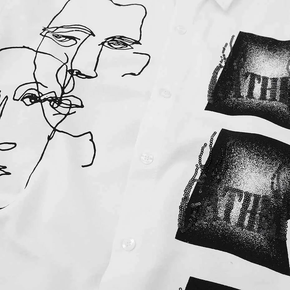 Abstract Trace Button-Up