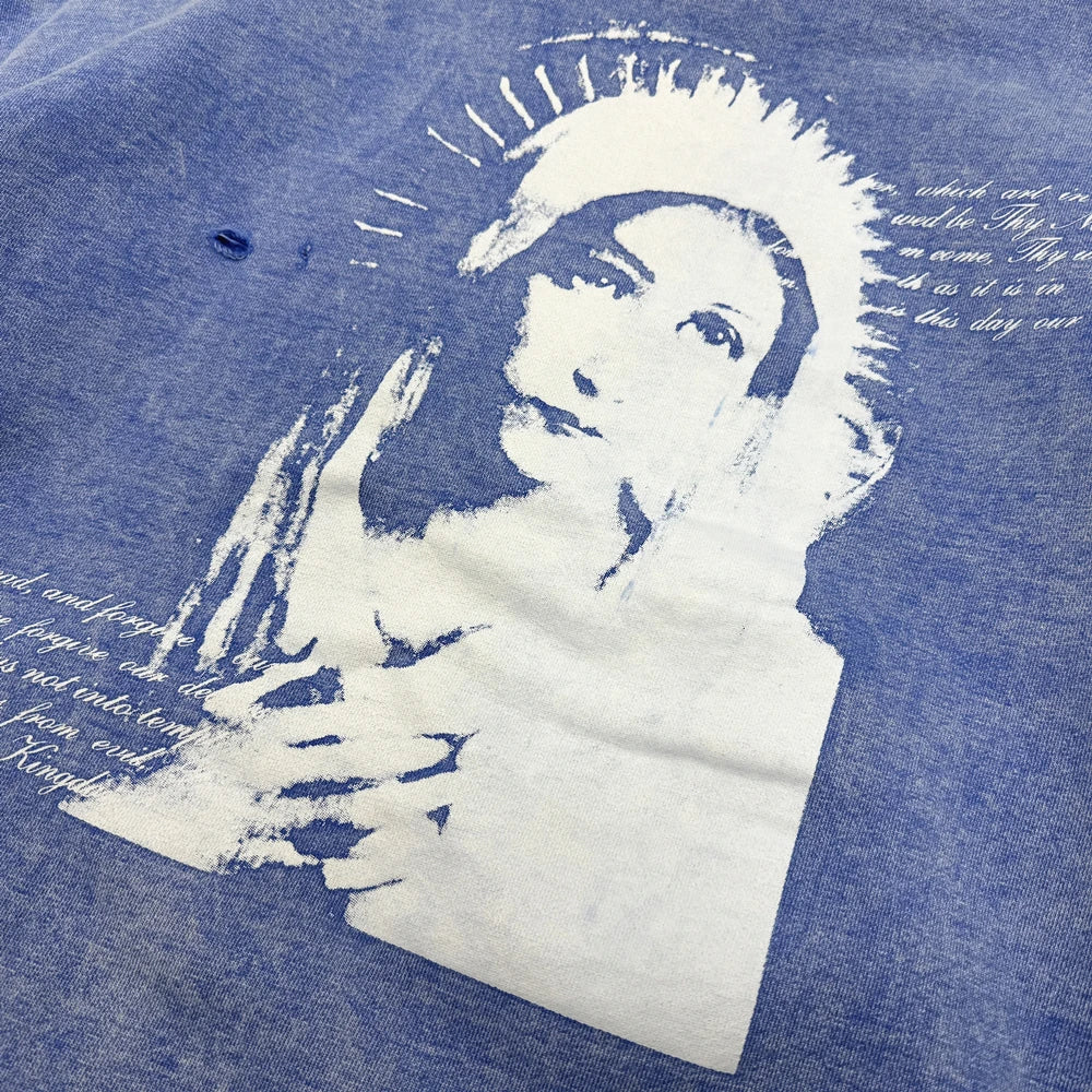 Blue Distressed Hoodie