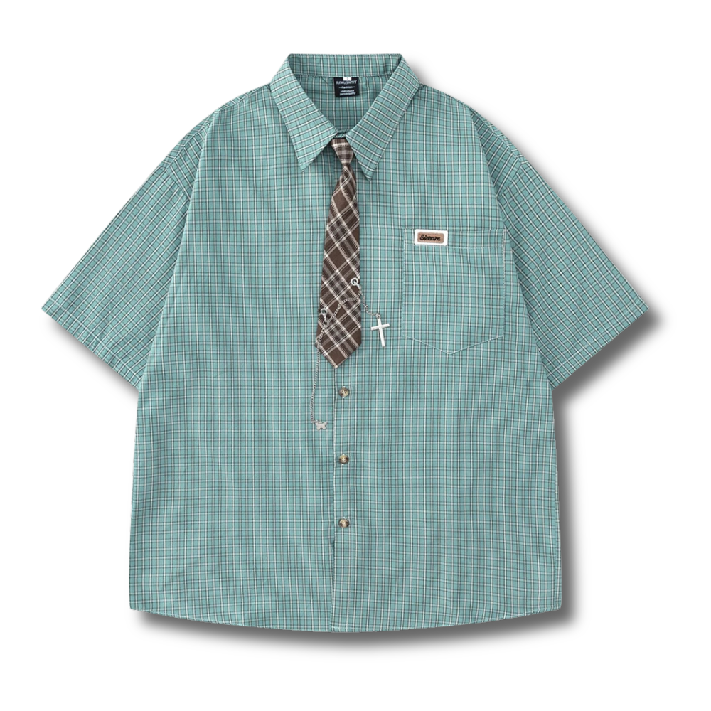 Gridline Tie Shirt 002wardrobe