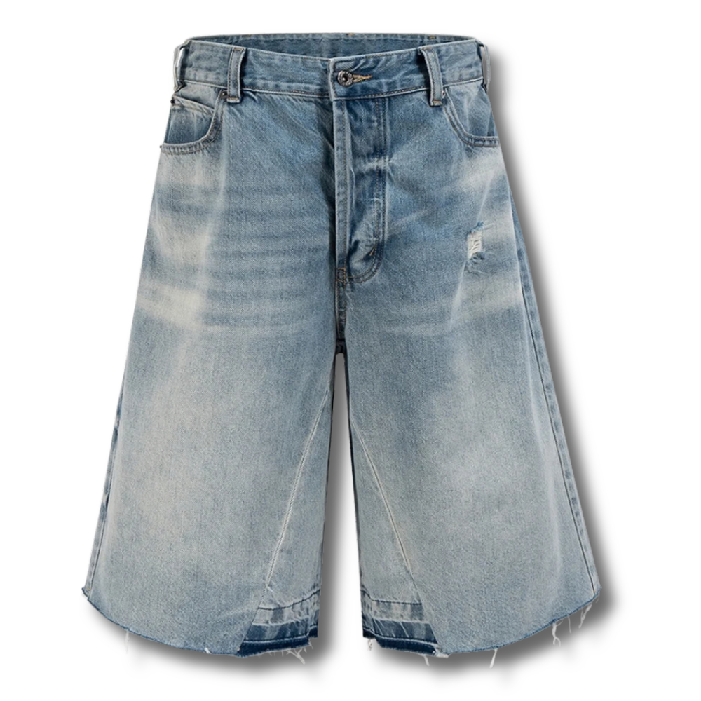 Raw Hem Denim Shorts – Washed Blue 002wardrobe