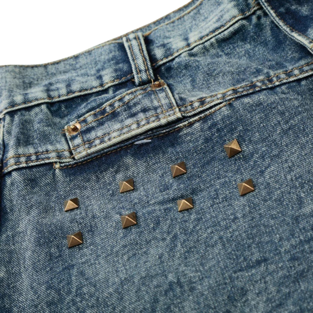 Stud Detail Denim Shorts 002wardrobe