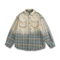 Ombre Fade Raw-Edge Plaid Shirt