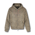 Leopard Distressed Zip-Up Hoodie