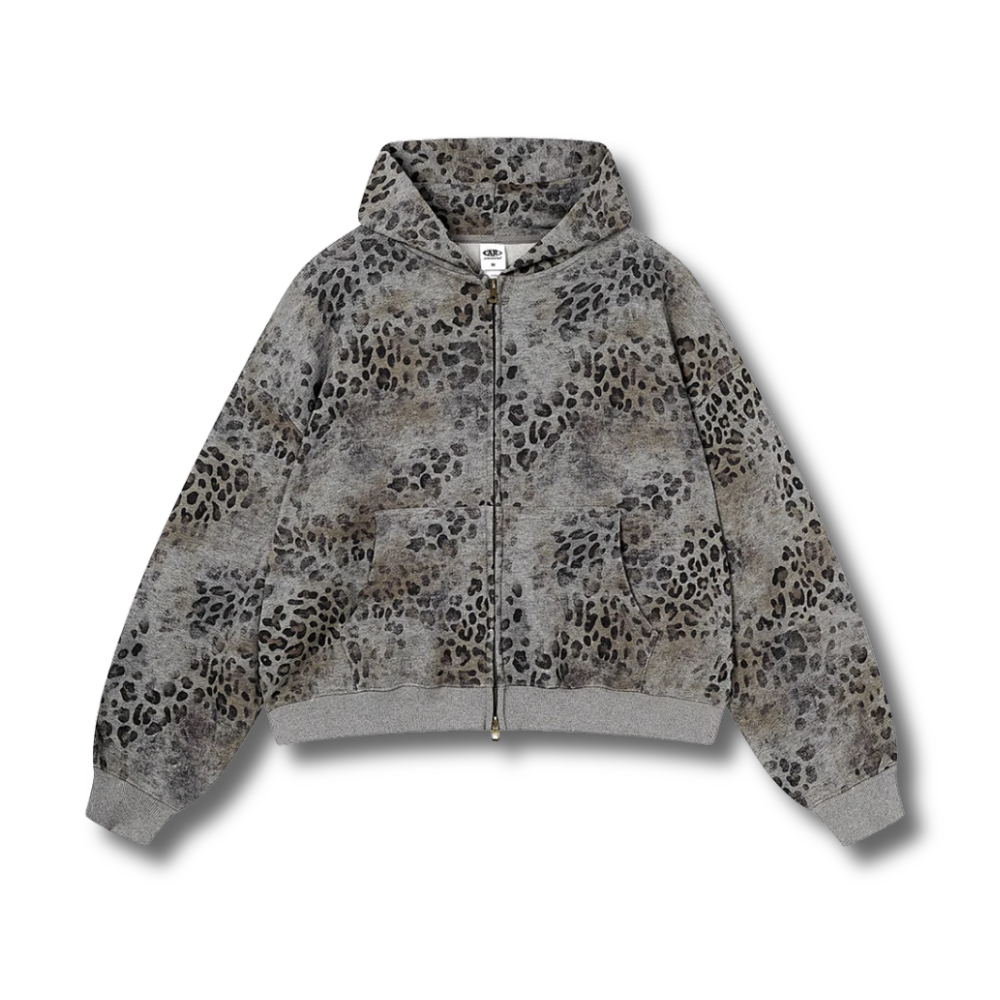 Patina Leopard Zip-Up Hoodie