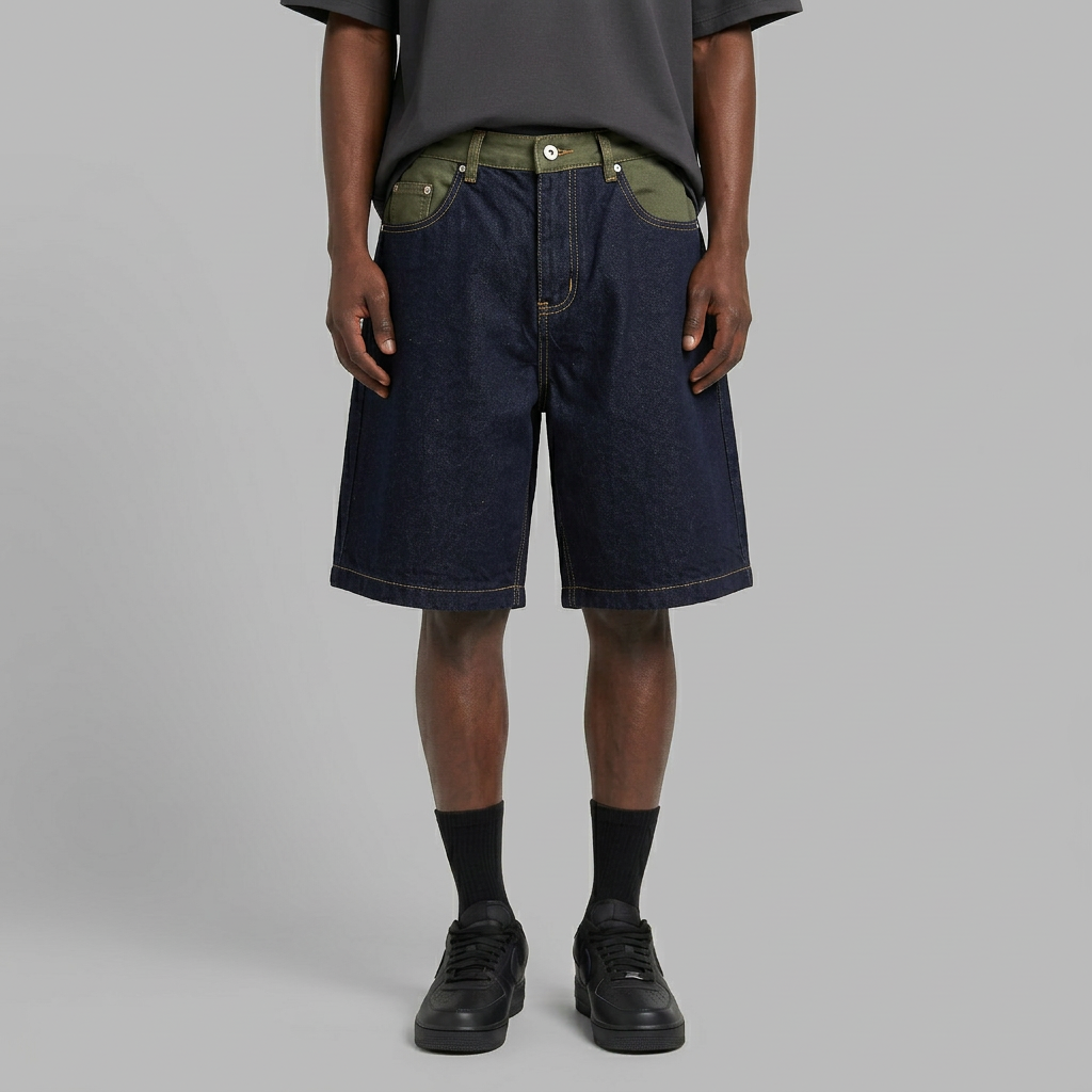Shift Paneled Denim Shorts 002wardrobe