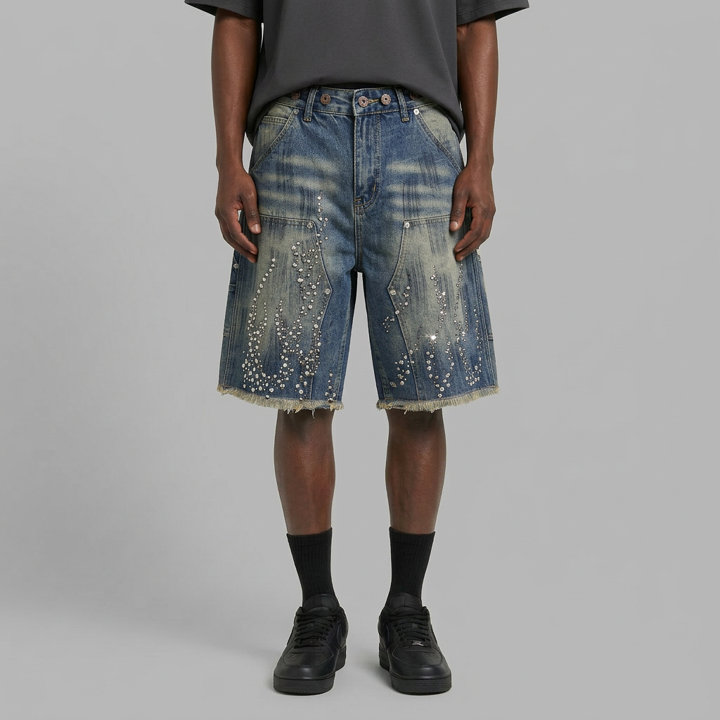 Ignition Studded Denim Shorts 002wardrobe