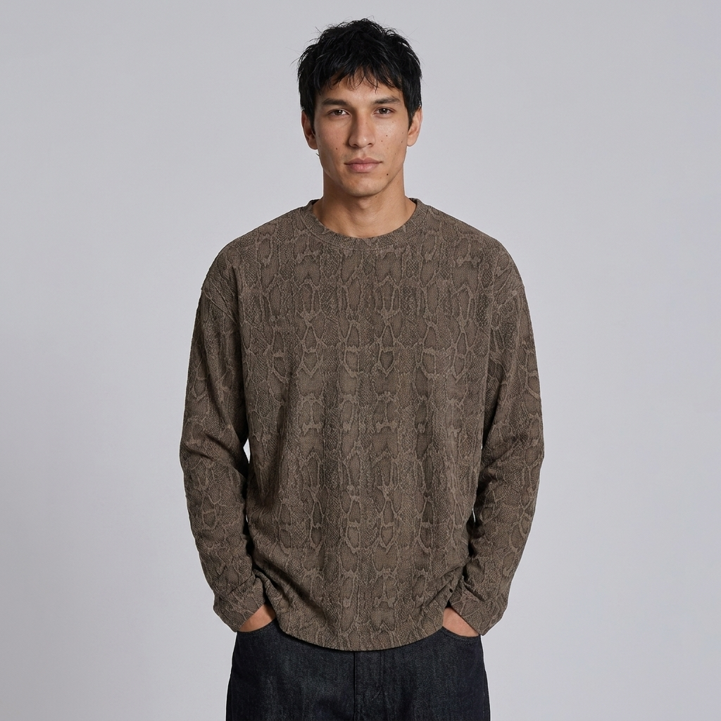 Textured Python Long-Sleeve in Desert Snake