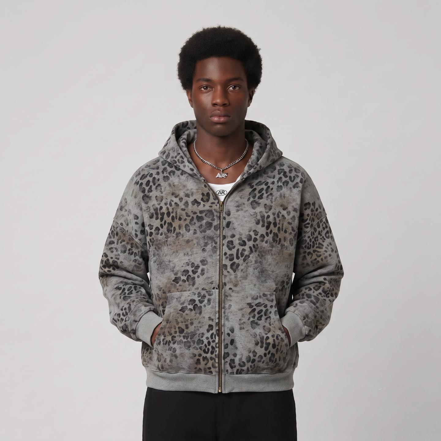 Patina Leopard Zip-Up Hoodie