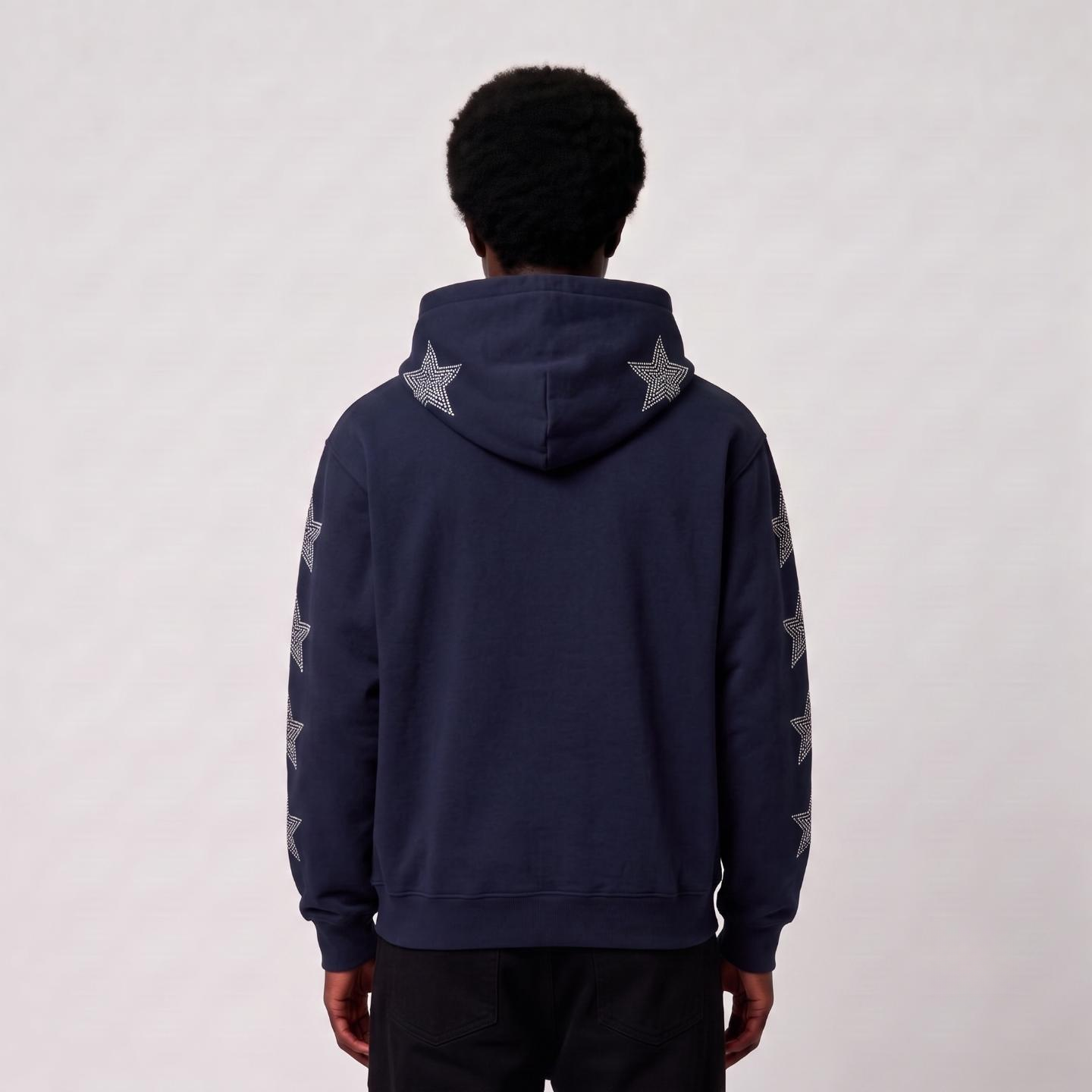 Rhinestone Star Zip-Up Hoodie