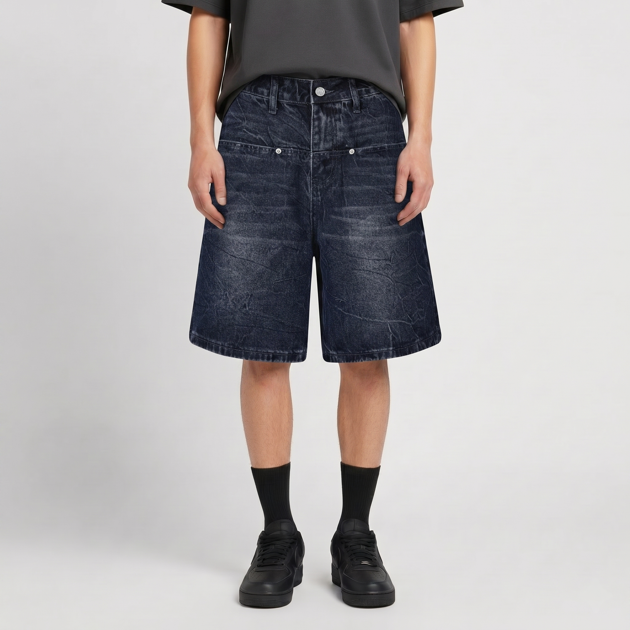 Marbled Frame Wide-Leg Shorts
