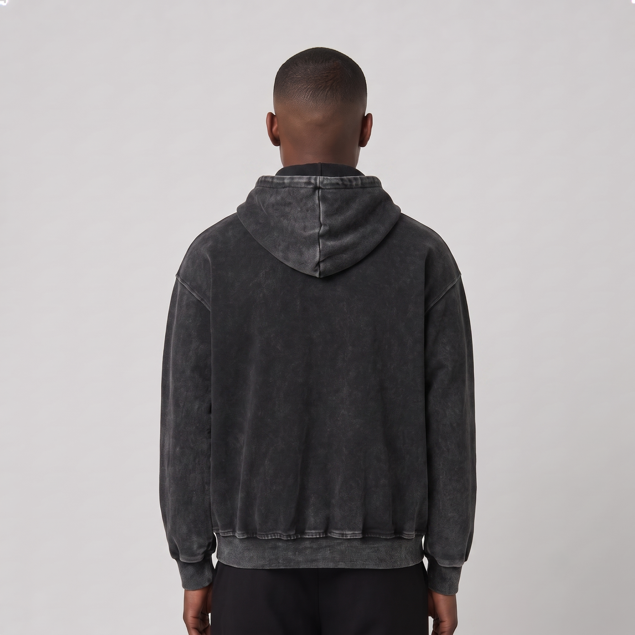 Heraldic Patch Acid-Wash Zip Hoodie